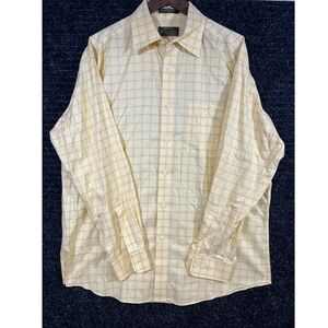 Orvis Signature Collection Yellow Button Up Plaid Dress Shirt Long Sleeve L
